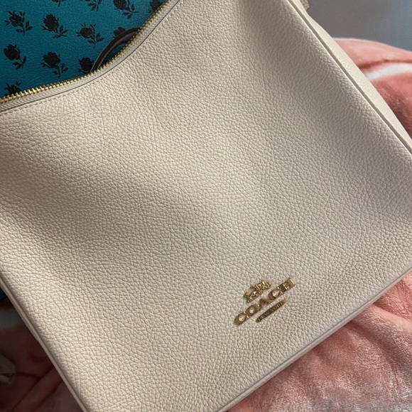 Coach Handbags - Coach Cream Pebbled Leather Bag with Gold Hardware